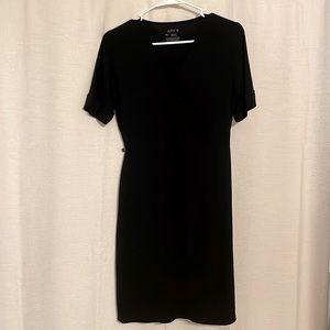 Solid black short sleeve dress